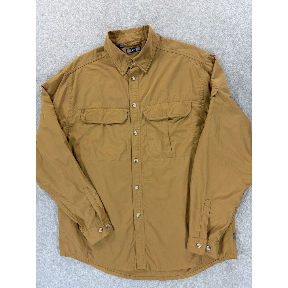 REI Sahara Long Sleeve Breathable Button Down Shirt (Men's Medium) Brown